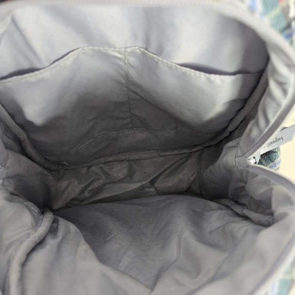 Vera Bradley Essential Compact Quilted Plaid Campus Backpack Snowy Grey Blue - Picture 8 of 9